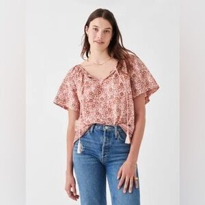 NWT Faherty Pink Floral Boho Lightweight Blouse sz M